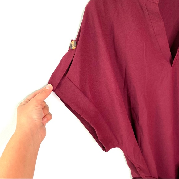 Burgundy Women’s Short Sleeve Knee Length Dress Belted Size 2XL Great Condition - Picture 4 of 9